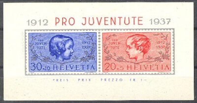 SCHWEIZ, Pro Juventute Block 1937, postfrisch