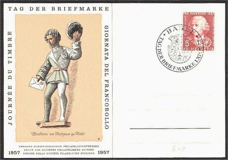 SCHWEIZ, Offizielle Karte Tag der Briefmarke 1957
